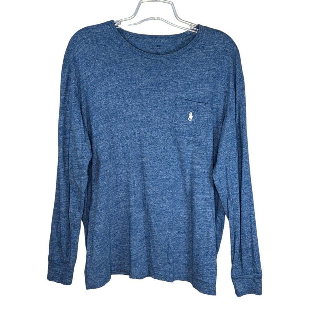 Polo Ralph Lauren T Shirt Mens XL Marled Blue Long Sleeve Casual Preppy Normcore